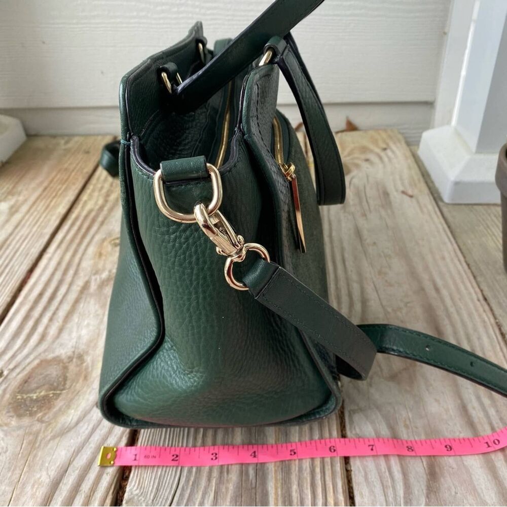 New York Chatham Lane Harlan Satchel Bag Forest Leaf Green Suede - Picture 6 of 12